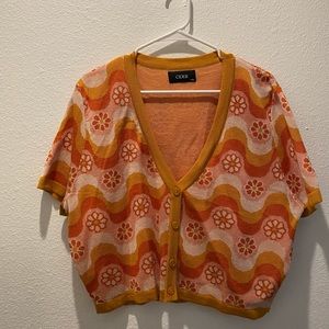 Orange Floral Sweater Top